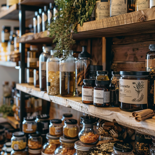 natural products on shelf